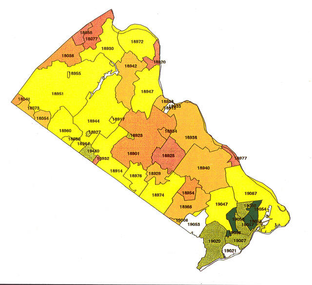 Bucks County Zip Code Map Map Vector   Bucks County 